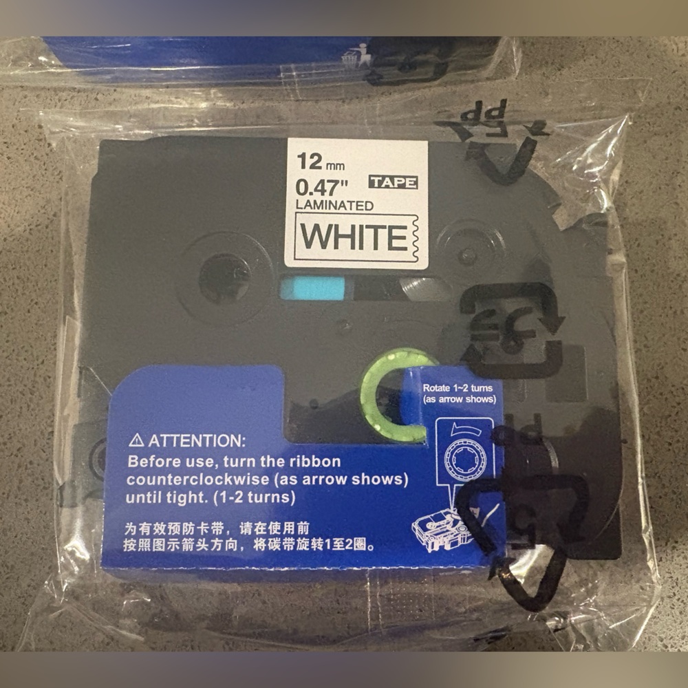 NEW Set of 2 - White Label Tape Refills - 12mm (+2 Bonus Refills) 4 Refills Incl